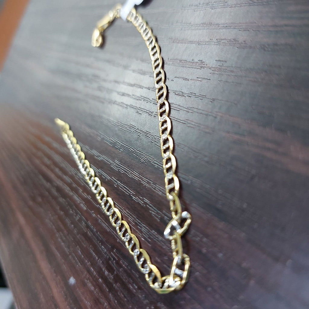 PULSERA TEJIDO GUCHI DIAMANTADA 14K 21CM 3.4GR MBR08021 (NUEVO)