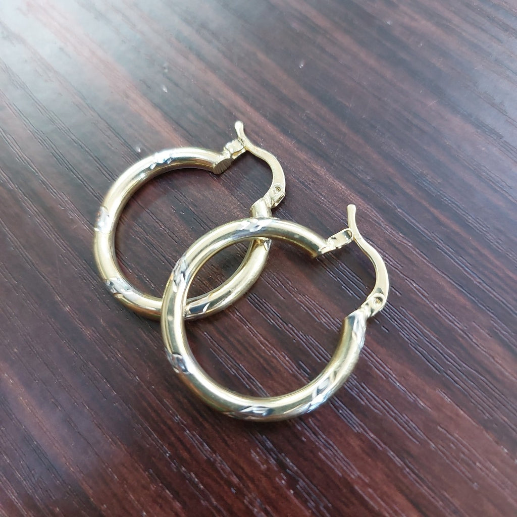 ARETES ARRACADAS MARTILLADA COMB 14K 2 GR ET 10 (NUEVO)