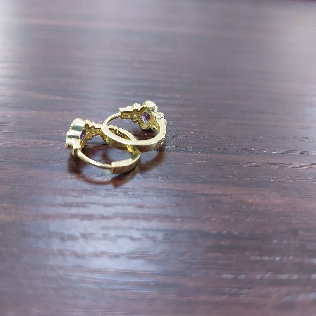 ARETES HUGGIES MORADO 14K 2.6 GR H 96 (NUEVO)