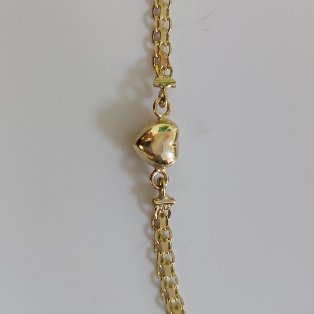 PULSERA ESPECIAL C CORAZON 14K 18 CM 2.6 GR (NUEVO)