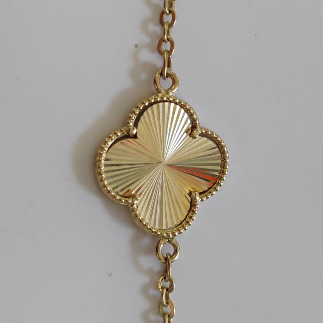 PULSERA TEJIDO ESPECIAL C FLOR 14K 18 CM 1.7 GR PLV13 (NUEVO)