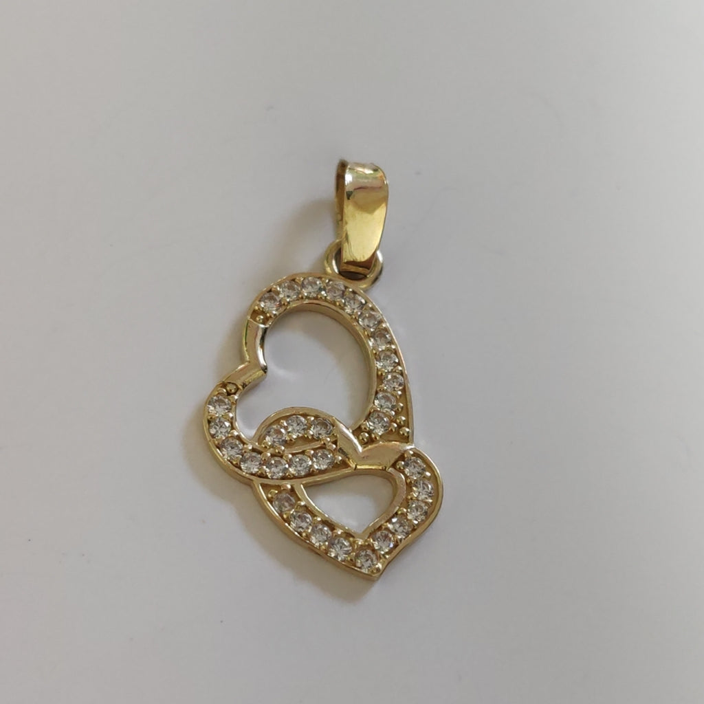 DIJE CORAZONES CON CIRCONIAS 14K 1.1 GR DDR 13 (NUEVO)