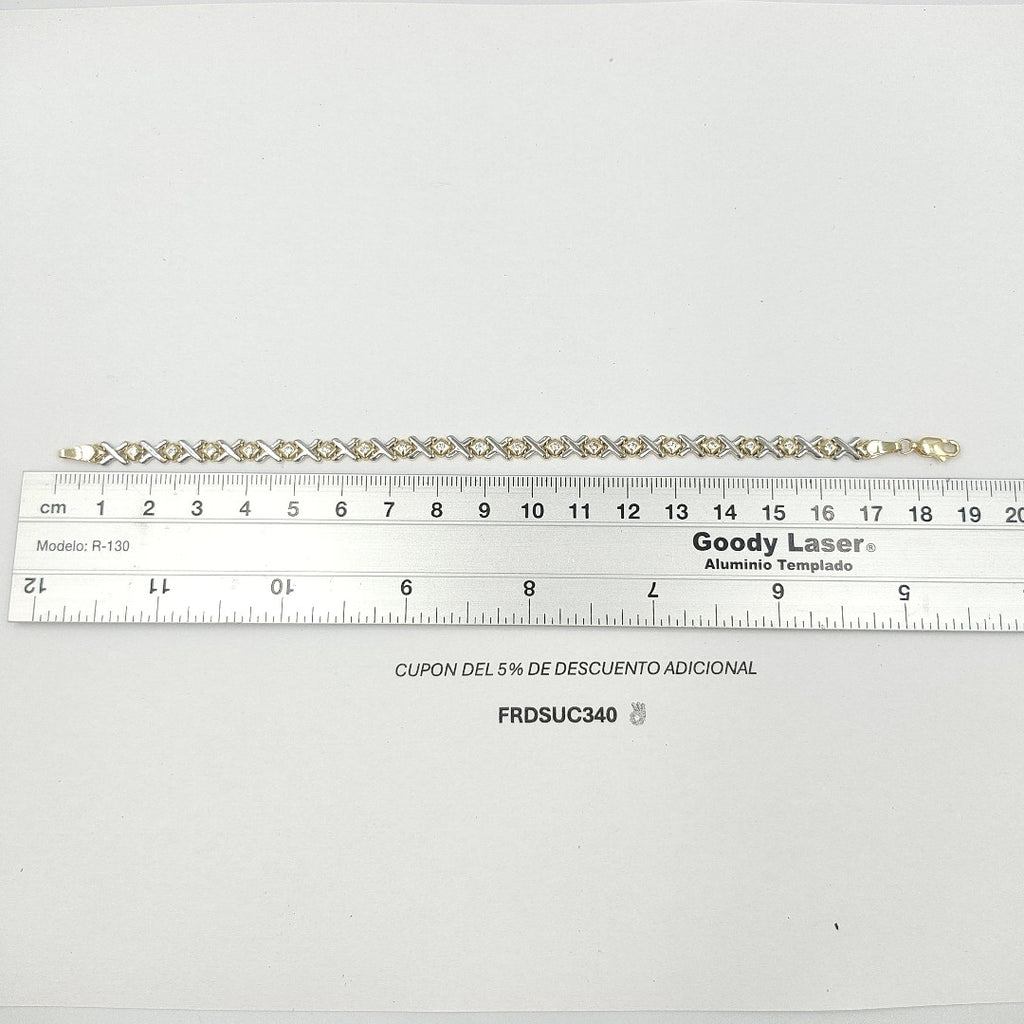 PULSERA TEJIDO XOXO COMBINADO 14K 18 CM 8.4 GR BS 21 (NUEVO)
