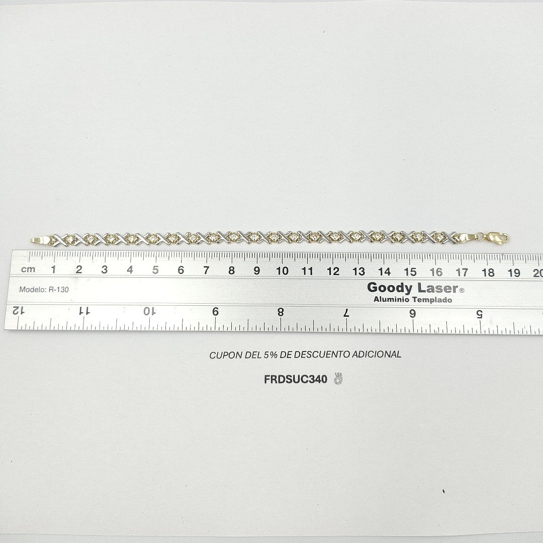 PULSERA TEJIDO XOXO COMBINADO 14K 18 CM 8.4 GR BS 21 (NUEVO)