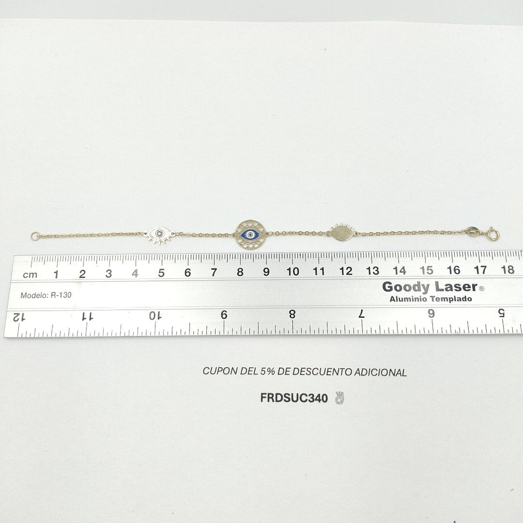 PULSERA TEJIDO ESPECIAL FIG OJO TURCO 14K 18 CM 2.1 GR PLL 45 (NUEVO)