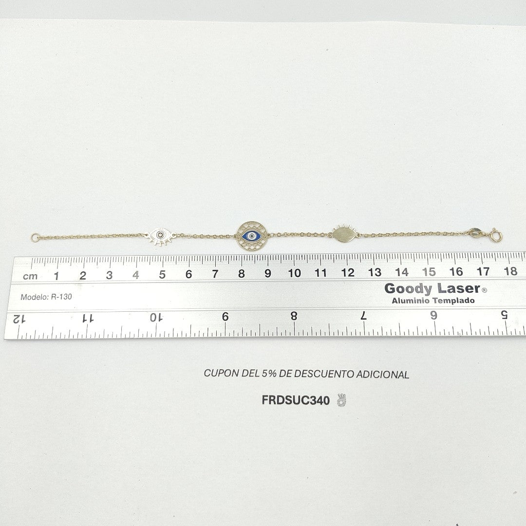 PULSERA TEJIDO ESPECIAL FIG OJO TURCO 14K 18 CM 2.1 GR PLL 45 (NUEVO)