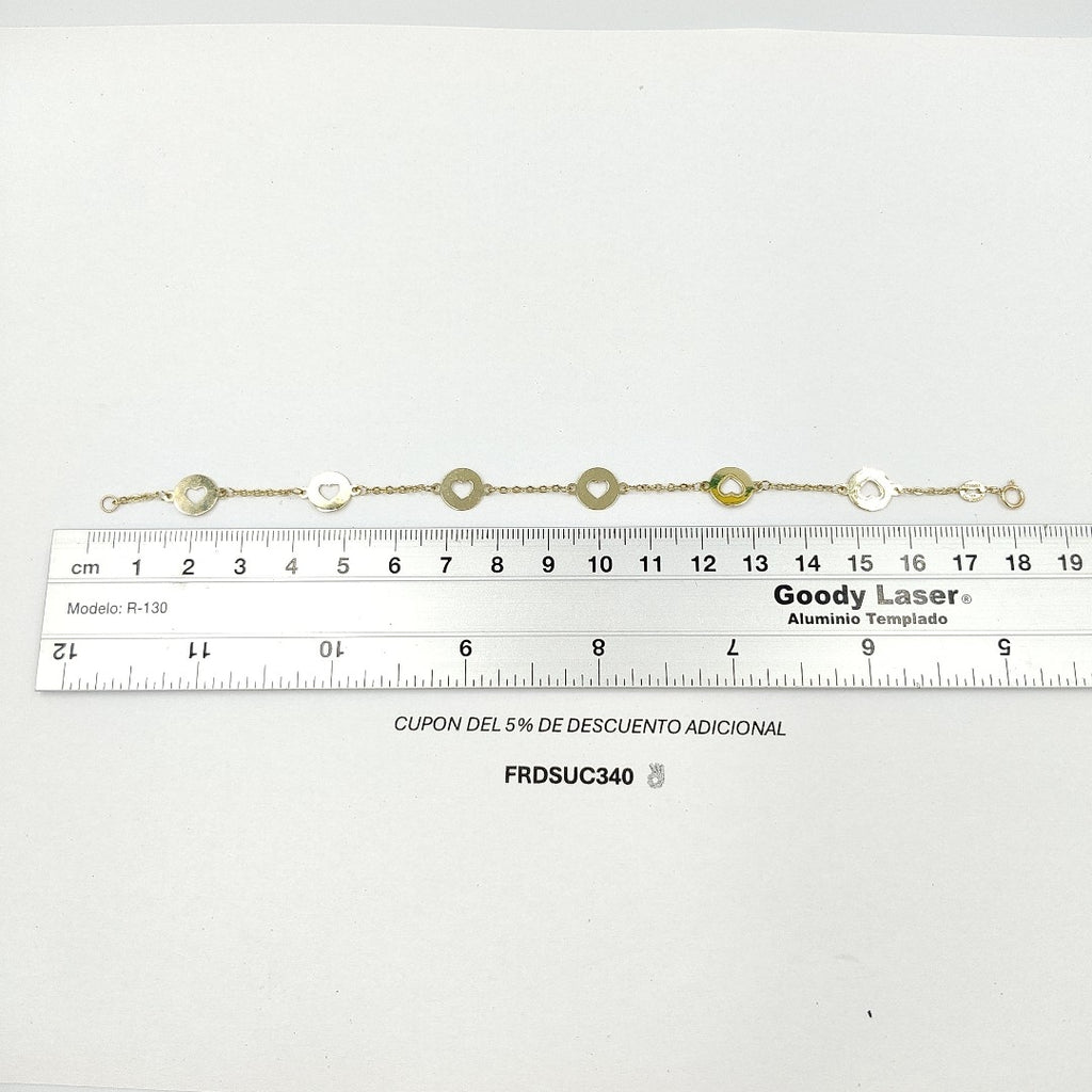 PULSERA TEJIDO CORAZON 14K 18 CM 2.4 GR PLL 24 (NUEVO)