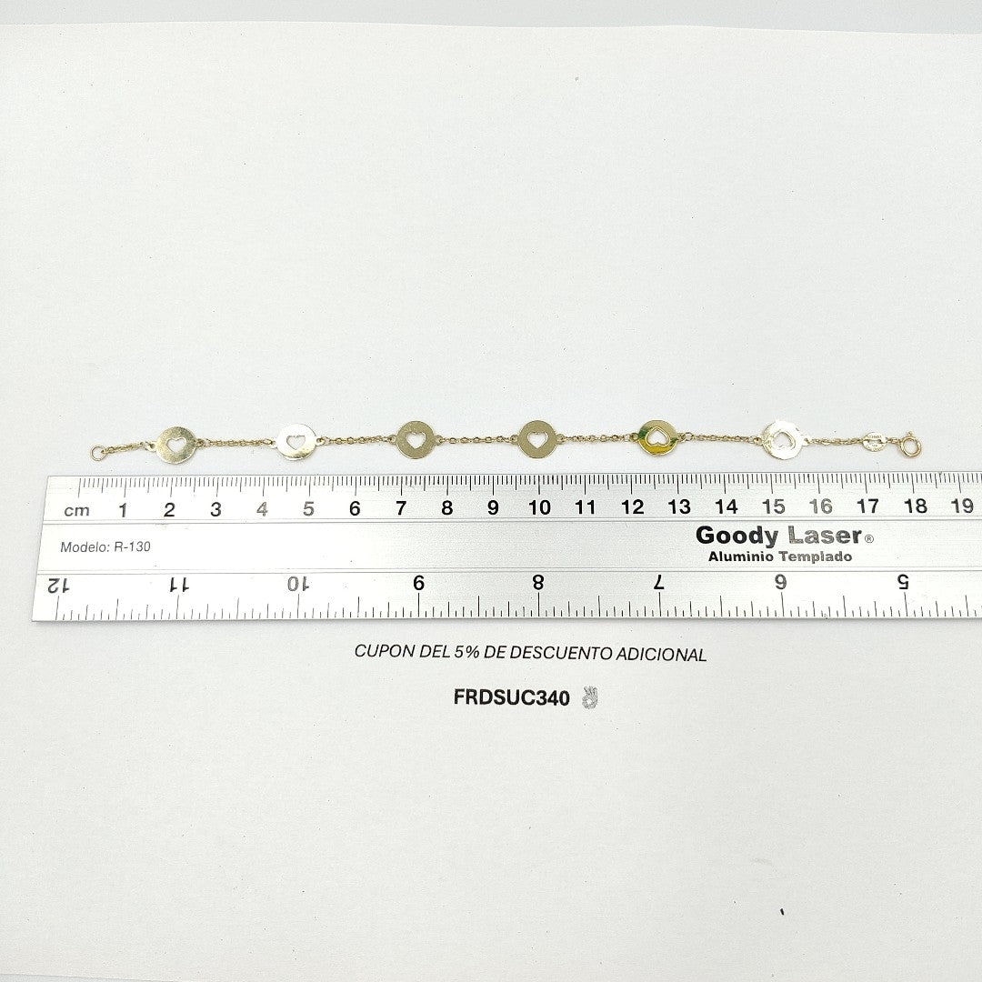 PULSERA TEJIDO CORAZON 14K 18 CM 2.4 GR PLL 24 (NUEVO)