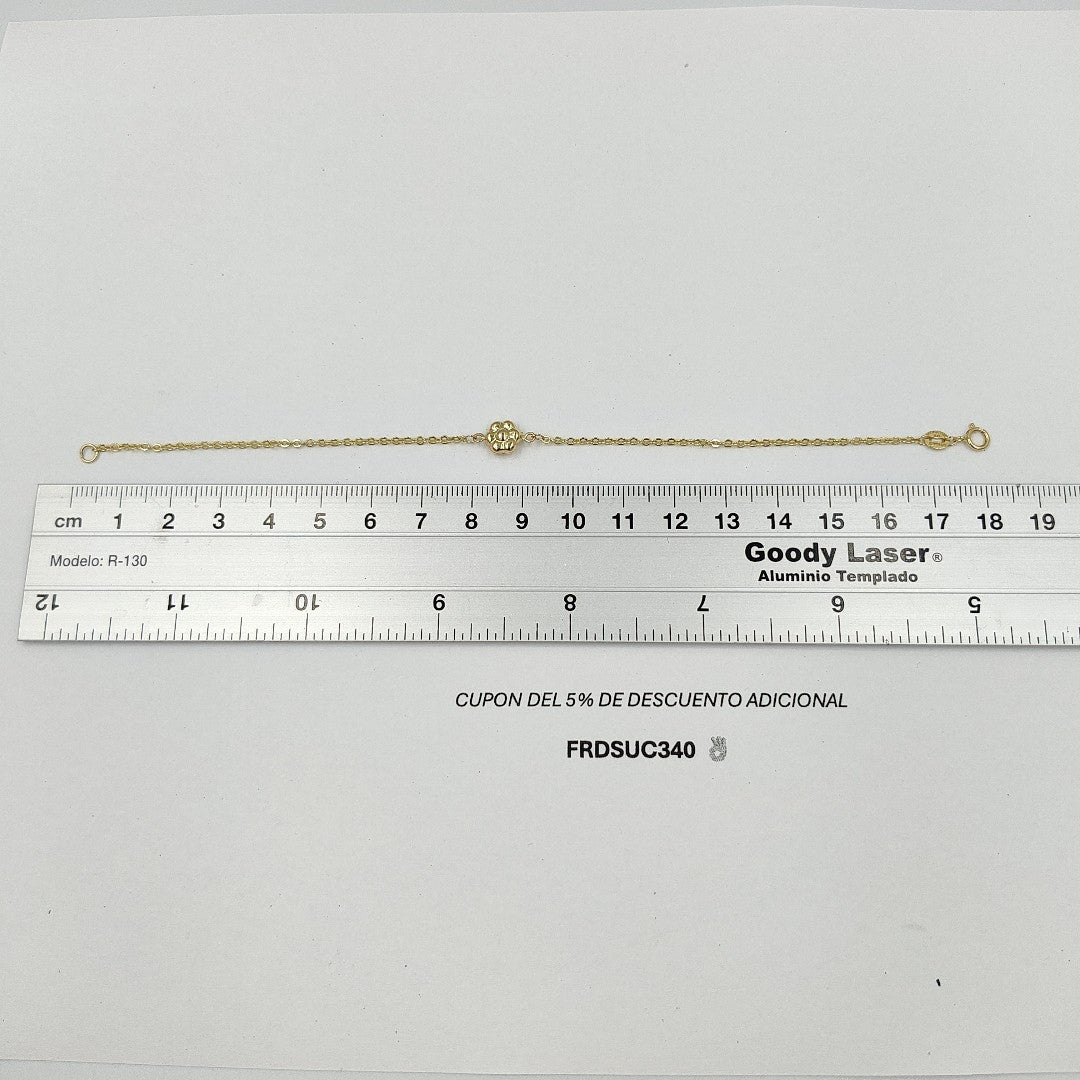 PULSERA TEJIDO ESPECIAL C FLOR 14K 18 CM 1.4 GR PTR45 (NUEVO)