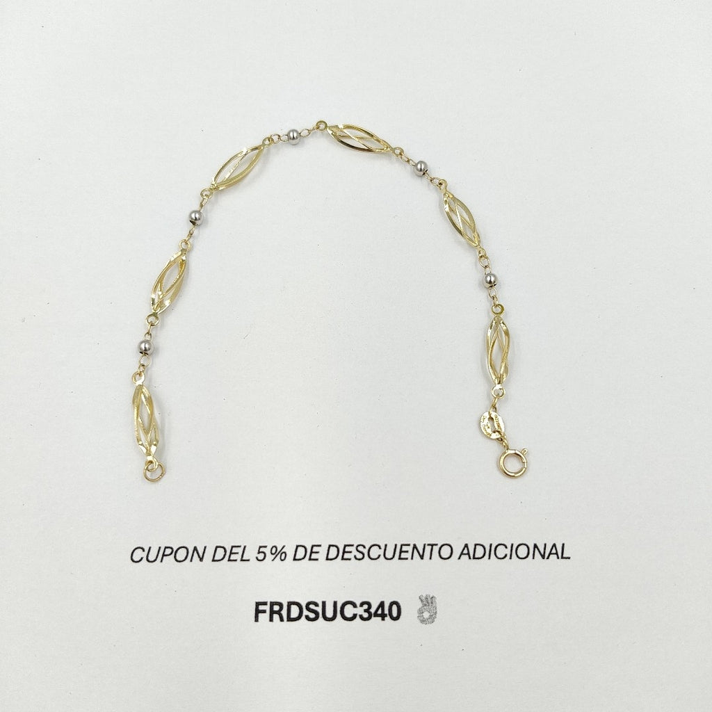 PULSERA TEJIDO ESPECIAL COMBINADO 14K 18 CM 2.6 GR PTR 50 (NUEVO)