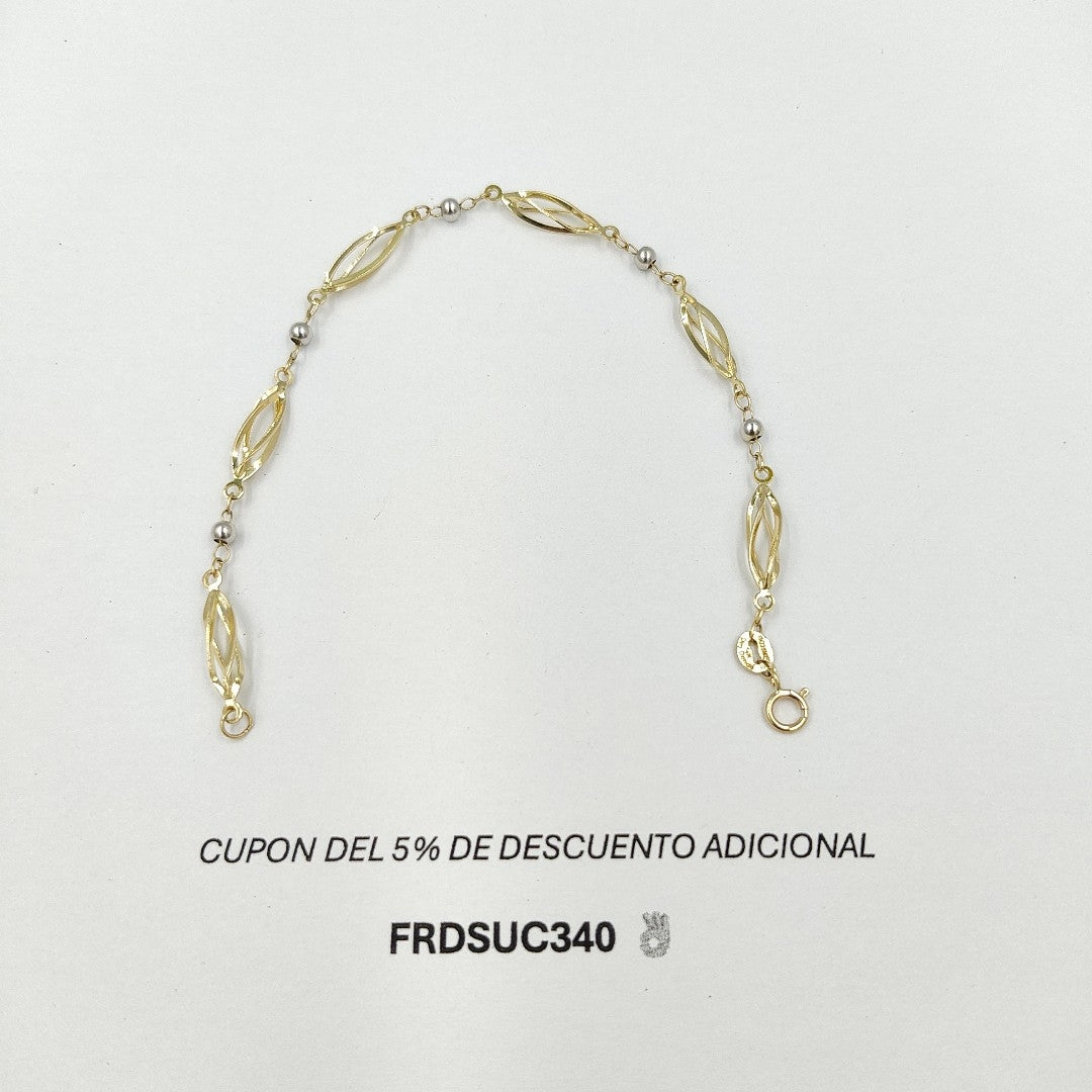 PULSERA TEJIDO ESPECIAL COMBINADO 14K 18 CM 2.6 GR PTR 50 (NUEVO)