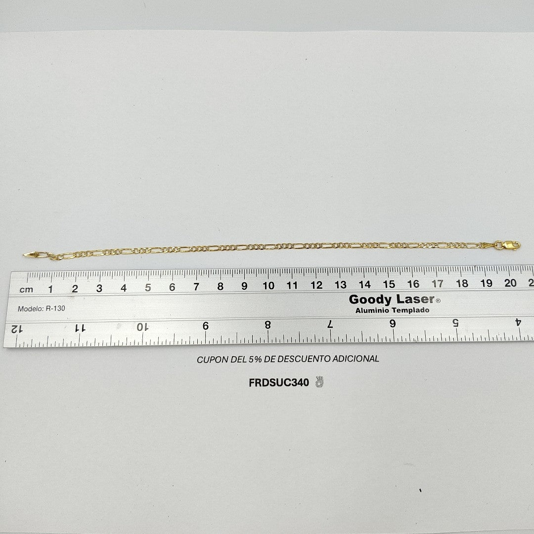 PULSERA TEJIDO 3X1 DIAMANTADA 14K 21CM 2.1GR FPR060 (NUEVO)