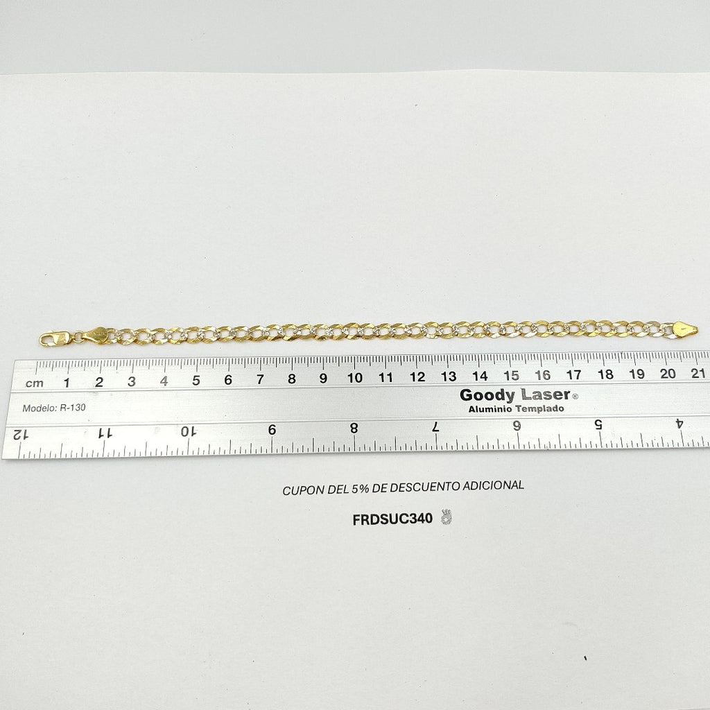 PULSERA TEJIDO BARBADA DIAMANTADA 14K 21CM 6.4GR CPR120 (NUEVO)