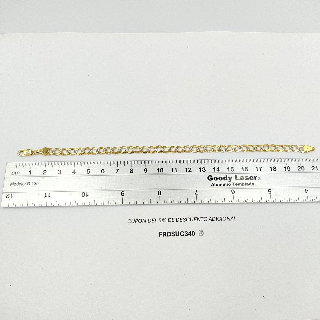 PULSERA TEJIDO BARBADA DIAMANTADA 14K 21CM 6.4GR CPR120 (NUEVO)