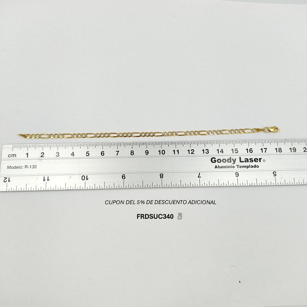 PULSERA TEJIDO 3X1 DIAMANTADA 14K 18CM 2.9GR FPR08018 (NUEVO)