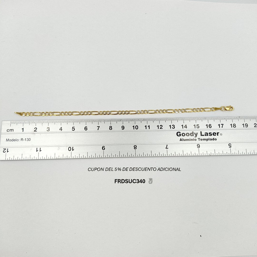 PULSERA TEJIDO 3X1 DIAMANTADA 14K 18CM 2.9GR FPR08018 (NUEVO)