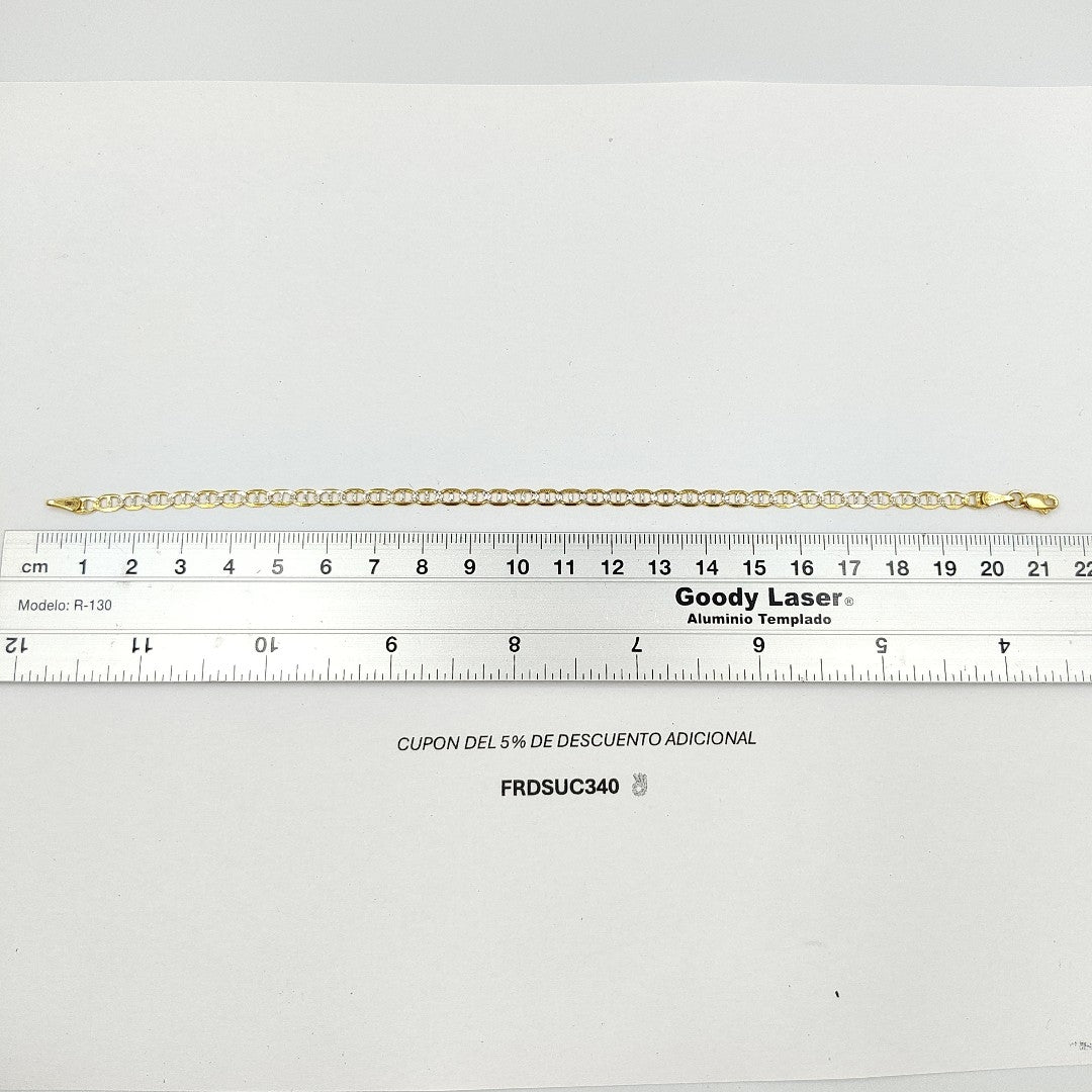 PULSERA TEJIDO GUCHI DIAMANTADA 14K 21CM 3.5GR MPR100 (NUEVO)