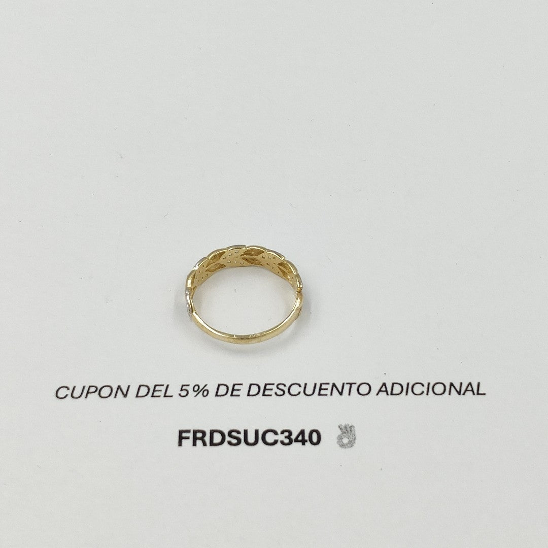 ANILLO TRENZA PIEDRA Y METAL 14K 8 TALLA 1.9 GR ADR 14 (NUEVO)