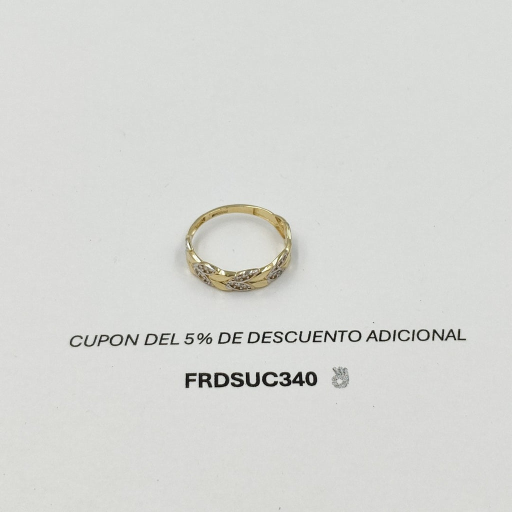 ANILLO TRENZA PIEDRA Y METAL 14K 8.5 TALLA 1.8 GR ADR 14 (NUEVO)