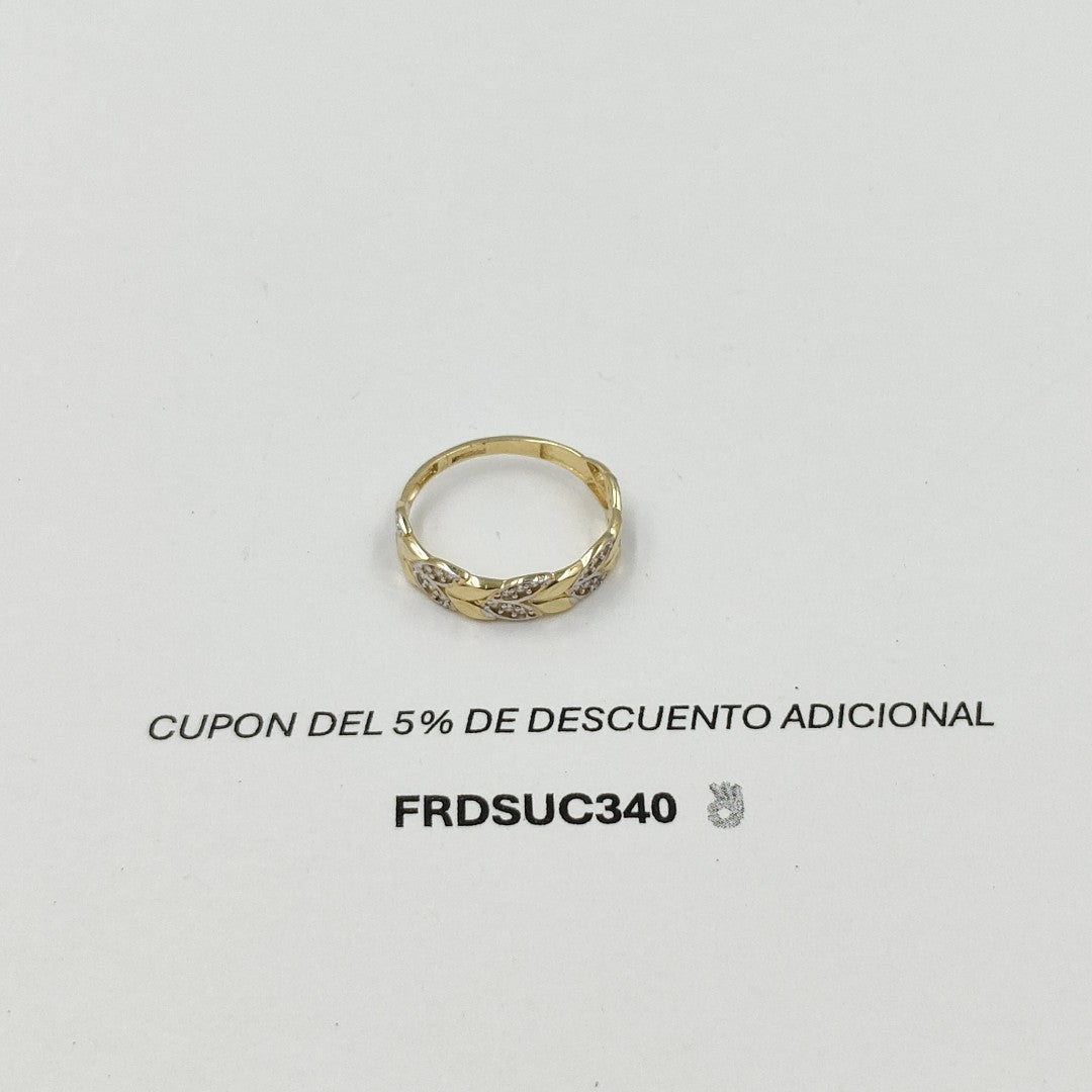 ANILLO TRENZA PIEDRA Y METAL 14K 8.5 TALLA 1.8 GR ADR 14 (NUEVO)