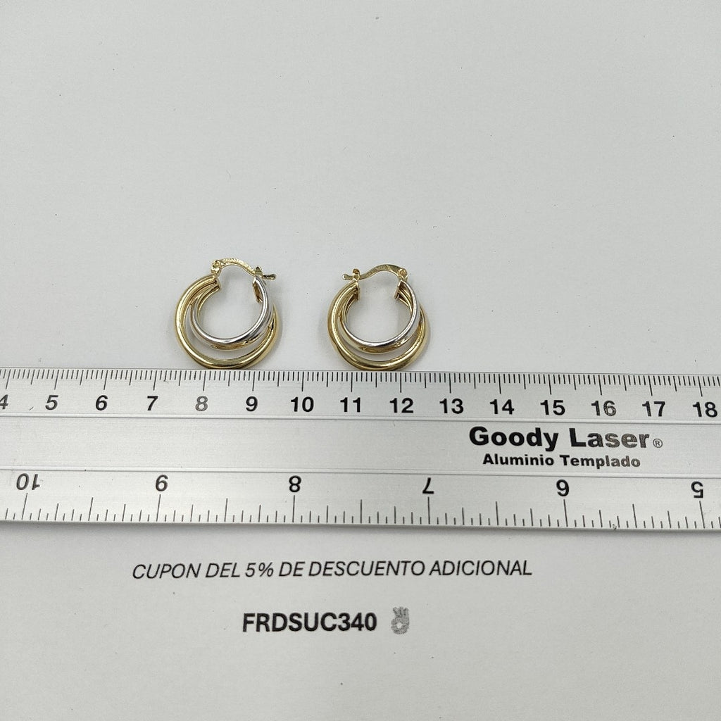 ARETES ARRACADAS DOBLE COMBINADA 14K 4 GR 02008FO (NUEVO)