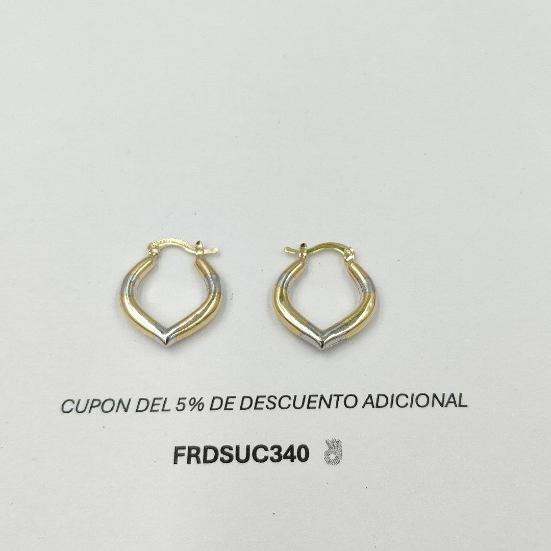 ARETES ARRACADAS CON DISEÑO COMBINADA 14K 2 GR AC 45 (NUEVO)