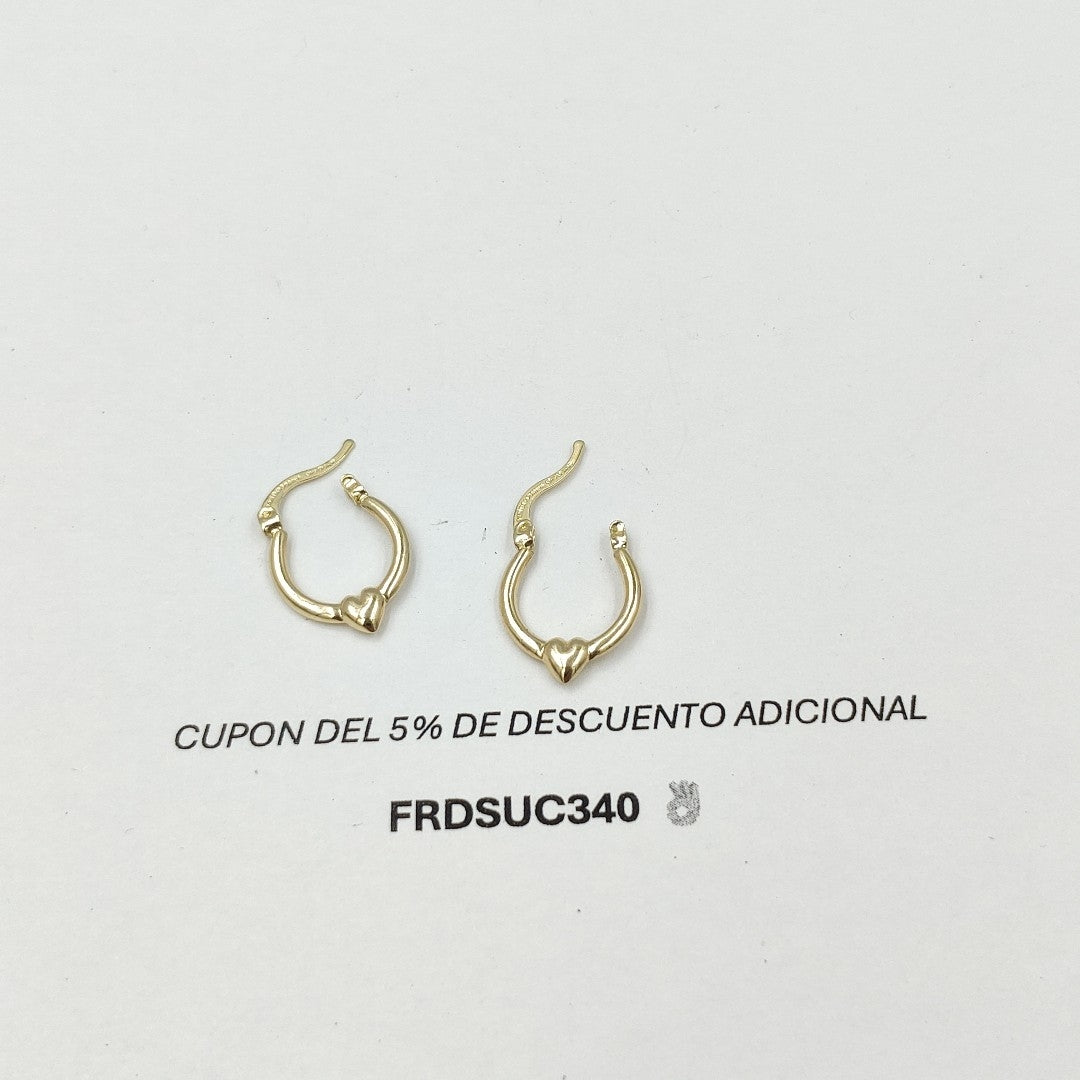 ARETES ARRACADAS FIG CORAZON 14K 1.1 GR AC 61 (NUEVO)