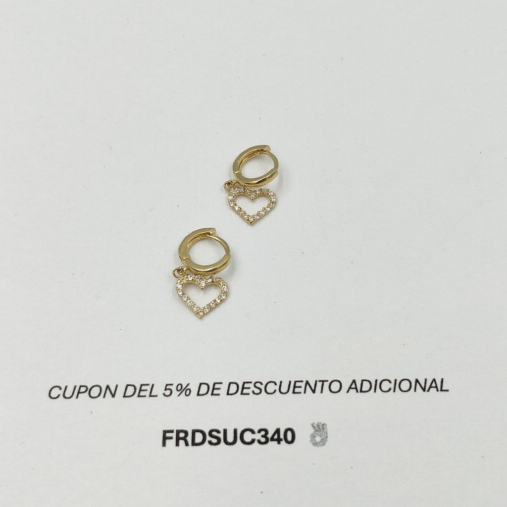 ARETES FIG CORAZON C CIRCONIAS 10K 1.8 GR (NUEVO)