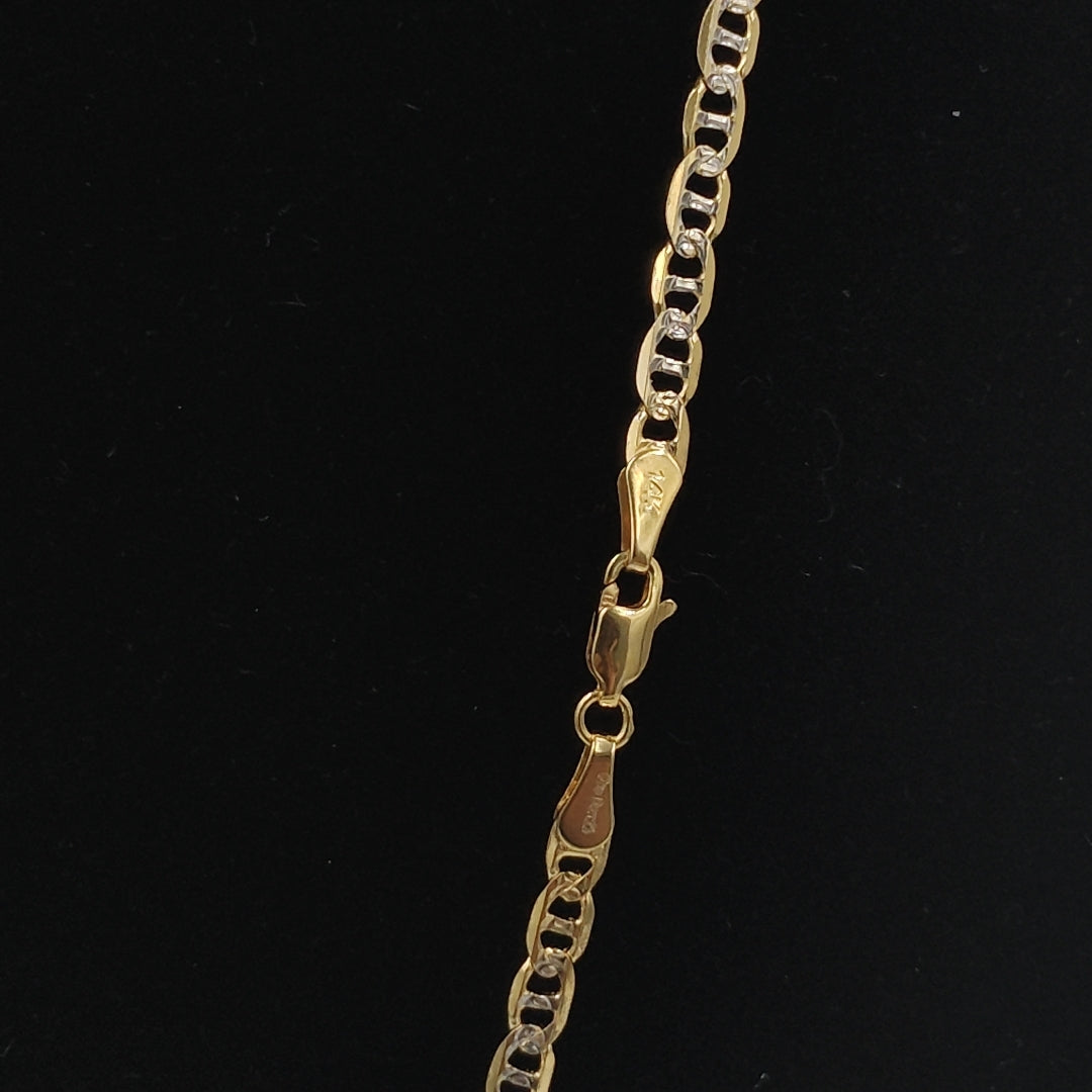 CADENA TEJIDO GUCHI DIAMANTADA 14K 55CM 12.7GR MPR060 (NUEVO)