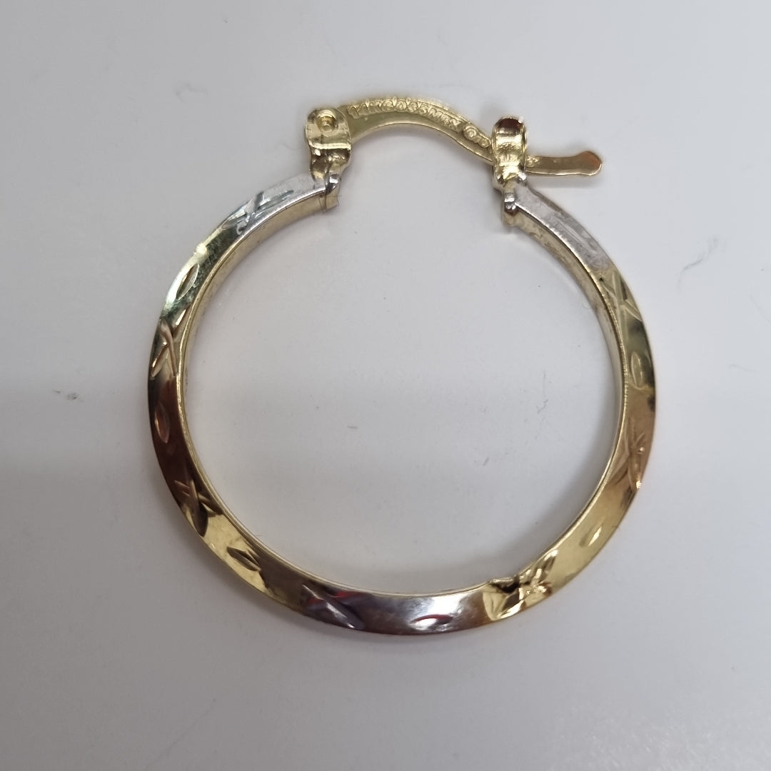 ARETES TEJIDO ARRACADAS BISELADAS COMBINADAS 14K 1.4 GR (NUEVO)