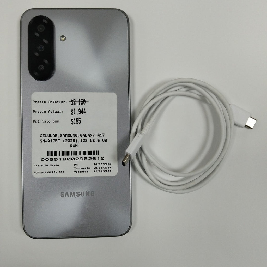 CELULAR SAMSUNG GALAXY A17 SM-A175F (2025) 128 GB 6 GB RAM (SEMINUEVO)