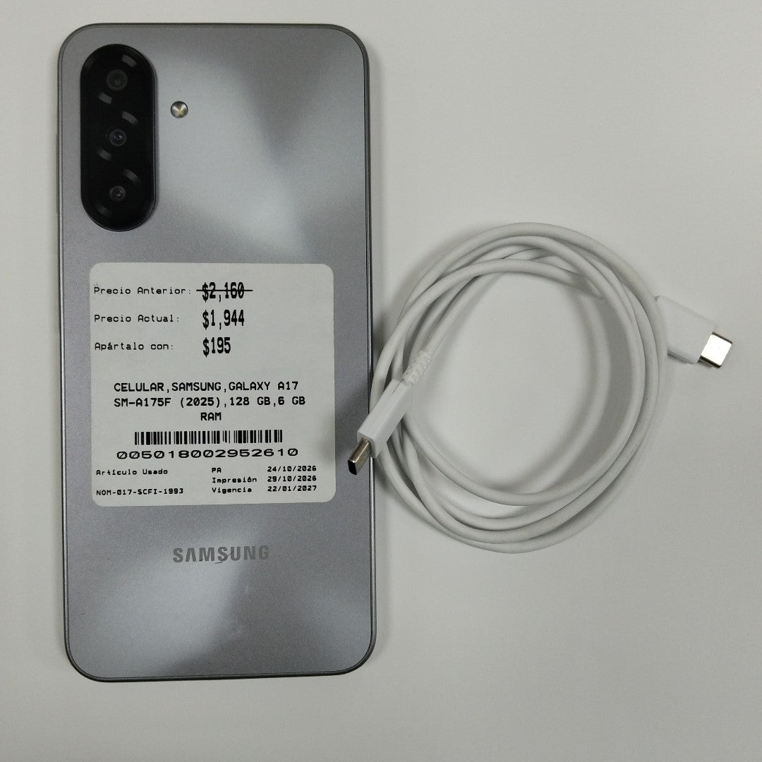 CELULAR SAMSUNG GALAXY A17 SM-A175F (2025) 128 GB 6 GB RAM (SEMINUEVO)