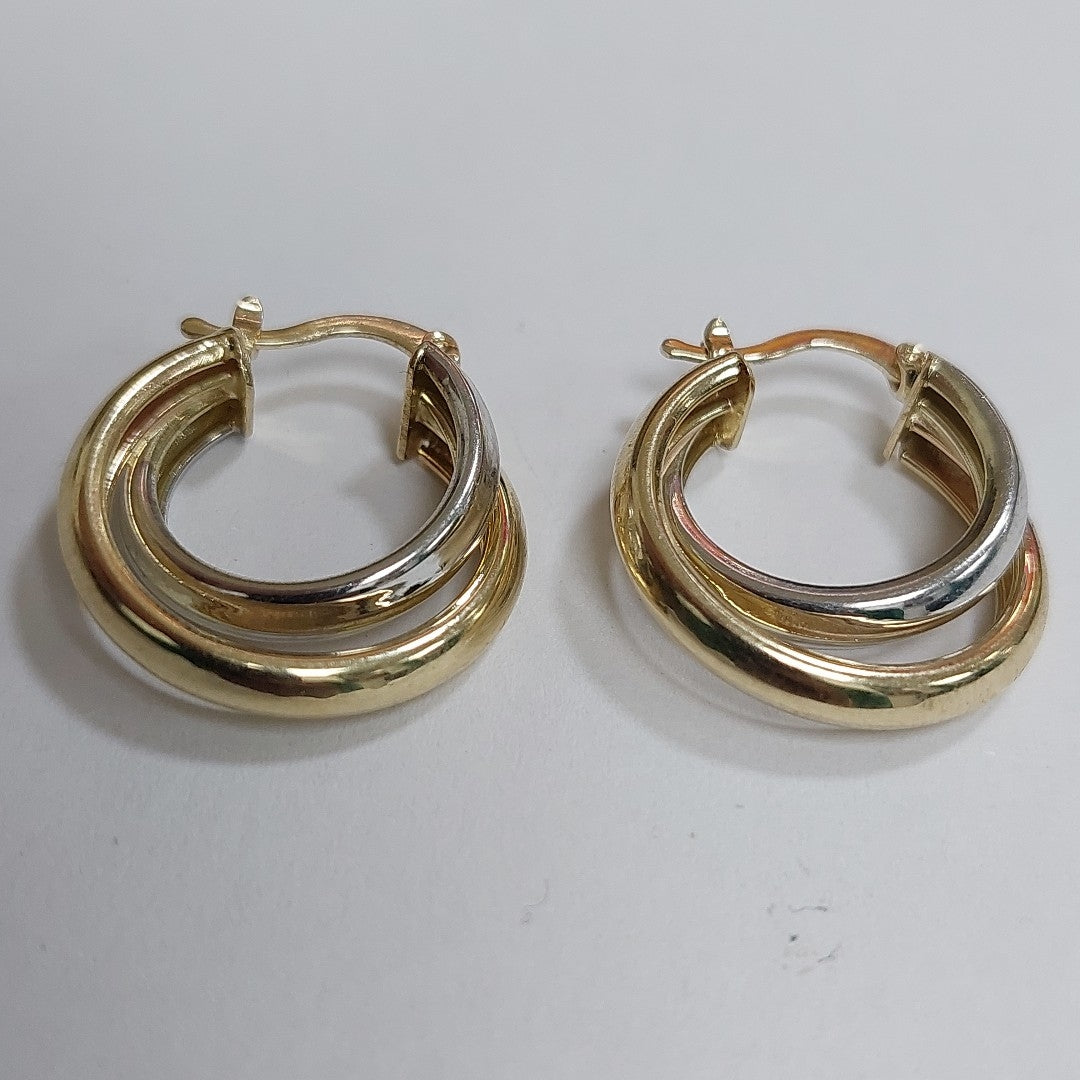 ARETES ARRACADAS DOBLE COMBINADA 14K 3.9 GR 02008FO (NUEVO)