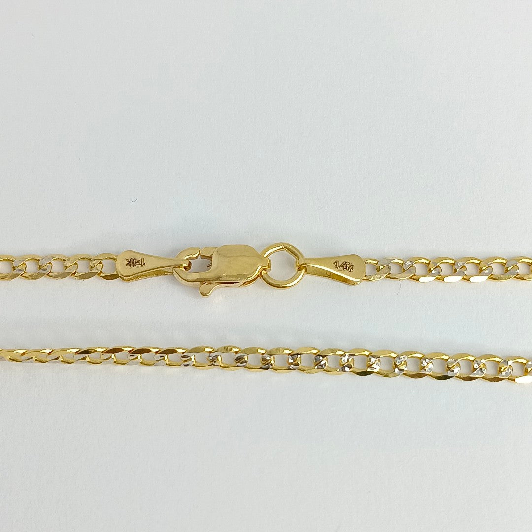 CADENA TEJIDO BARBADA DIAMANTADA 14K 50CM 5GR BPR06050 (NUEVO)