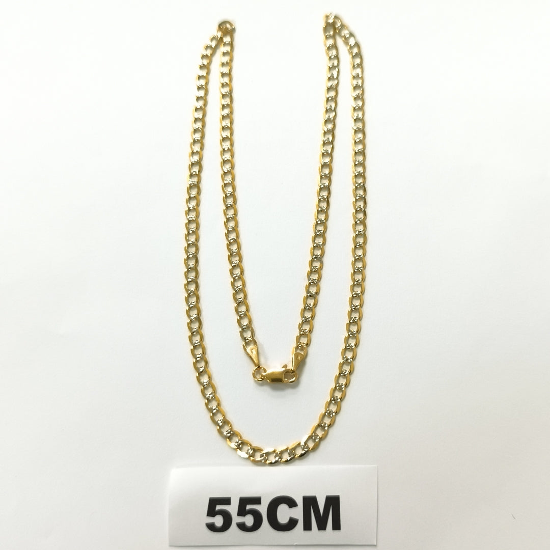 CADENA TEJIDO BARBADA DIAMANTADA 14K 55CM 11.9GR BPR100 (NUEVO)