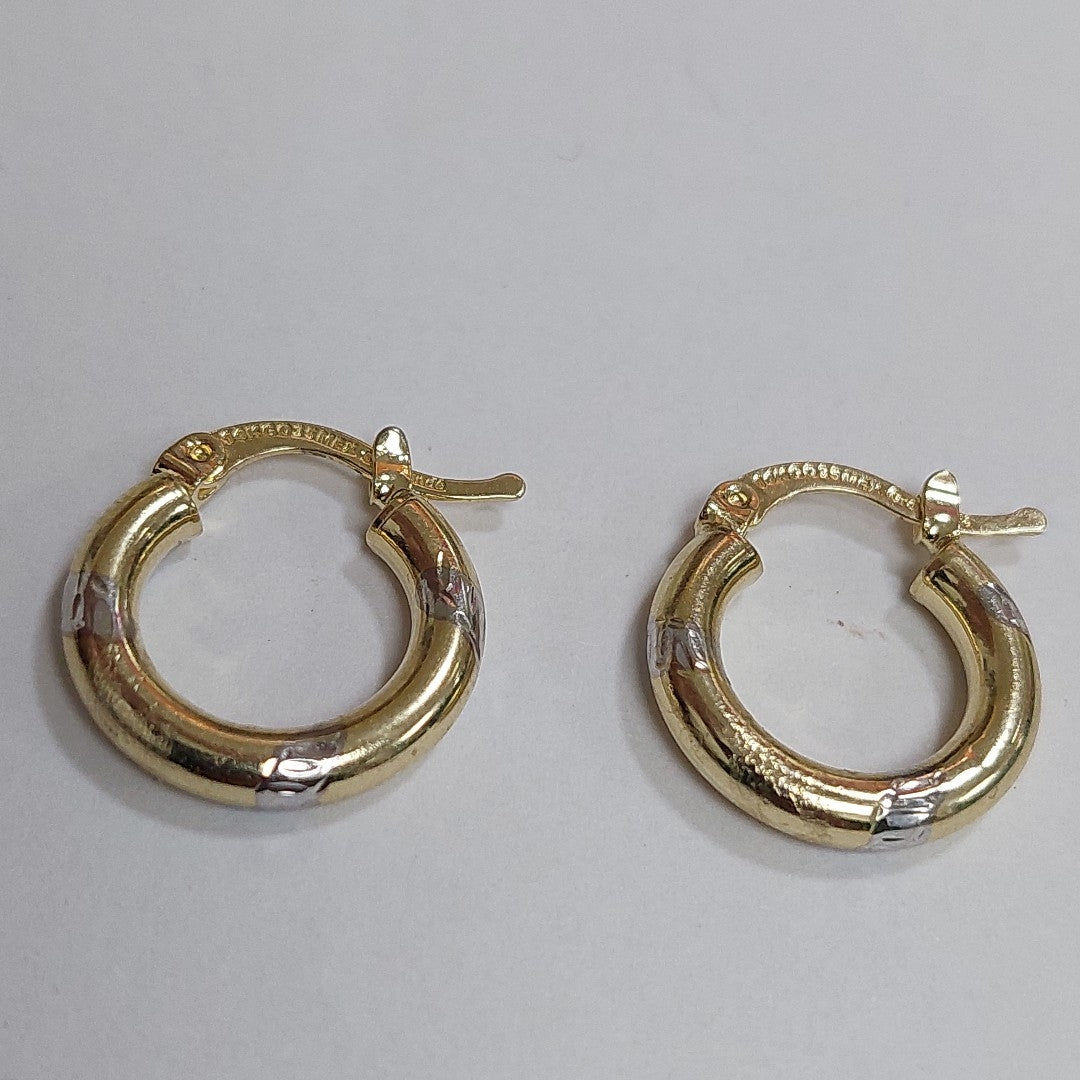 ARETES ARRACADAS MARTILLADA COMB 14K 1.3 GR ET 10 (NUEVO)