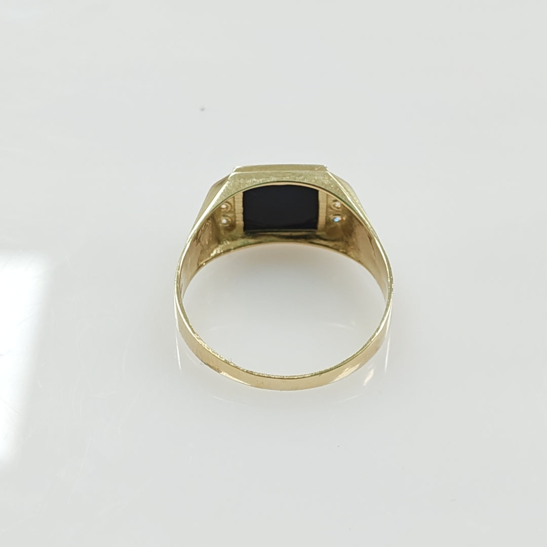 ANILLO CON ONIX Y CIRCONIAS 14K 12 TALLA 4.5 GR ACB 26 (NUEVO)