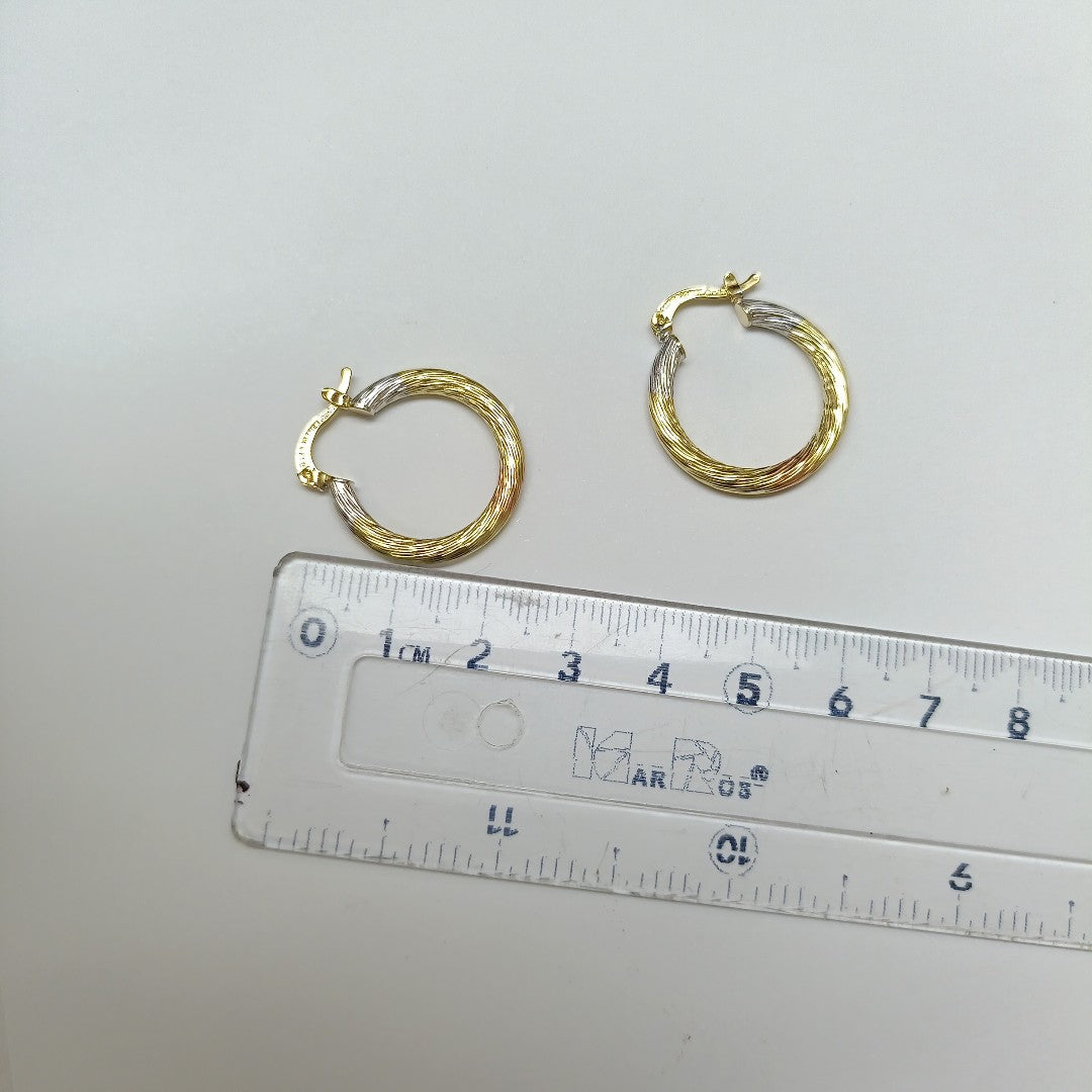 ARETES ARRACADAS TORZAL COMBINADO 14K 2.5 GR ET 03 (NUEVO)