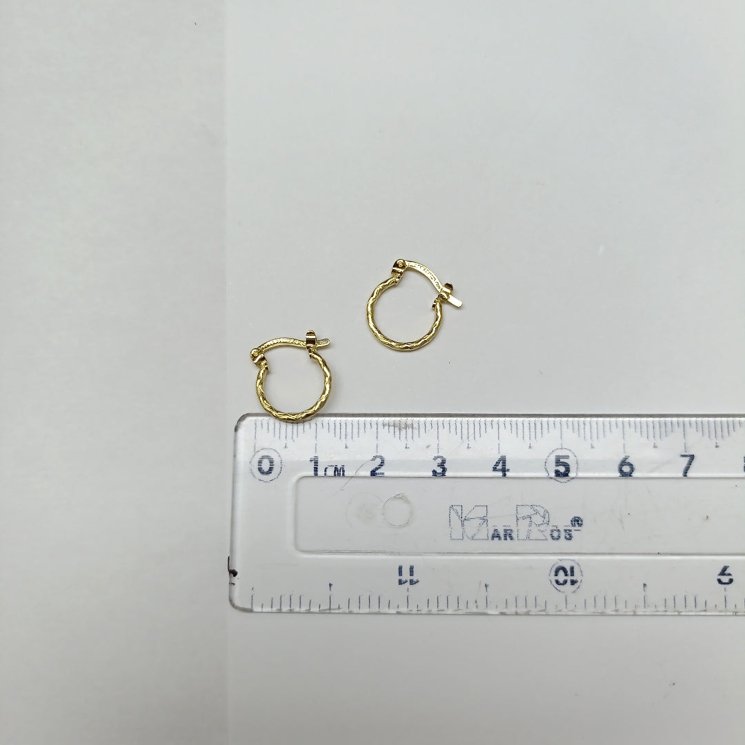 ARETES TEJIDO ARRACADAS FACETADAS 14K 1 GR (NUEVO)