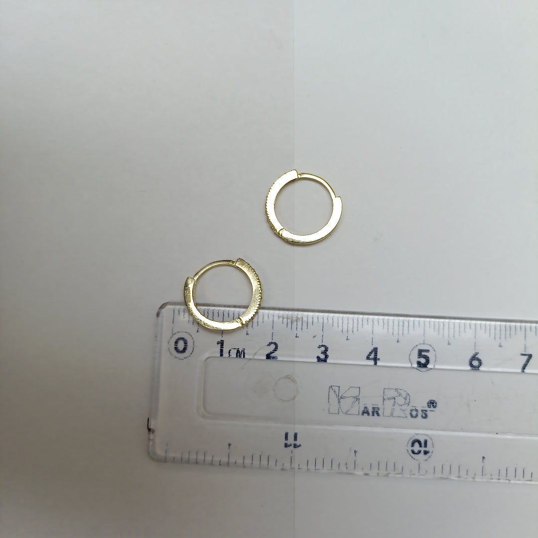 ARETES HUGGIES CON CIRCONIAS 14K 2.2 GR H 0040 (NUEVO)