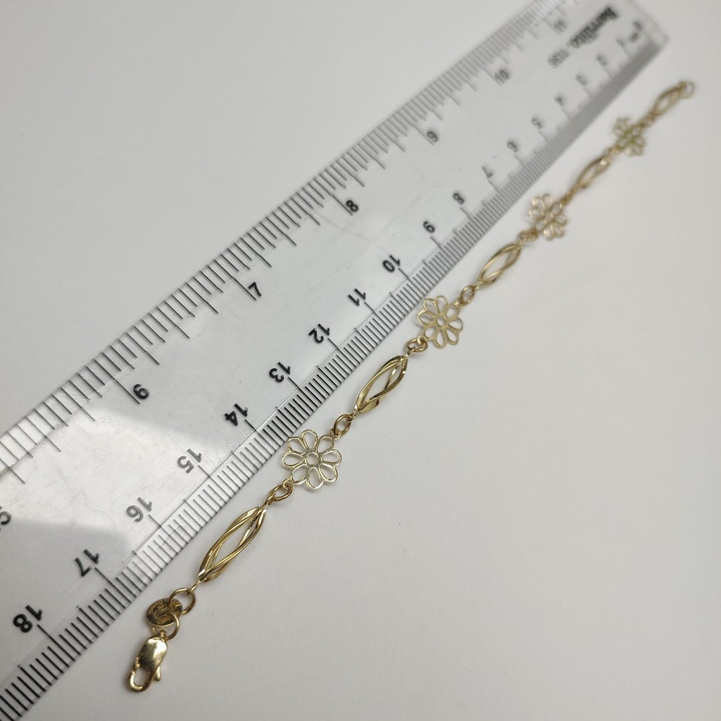 PULSERA ESPECIAL CON FLORES 14K 18 CM 2.7 GR (NUEVO)