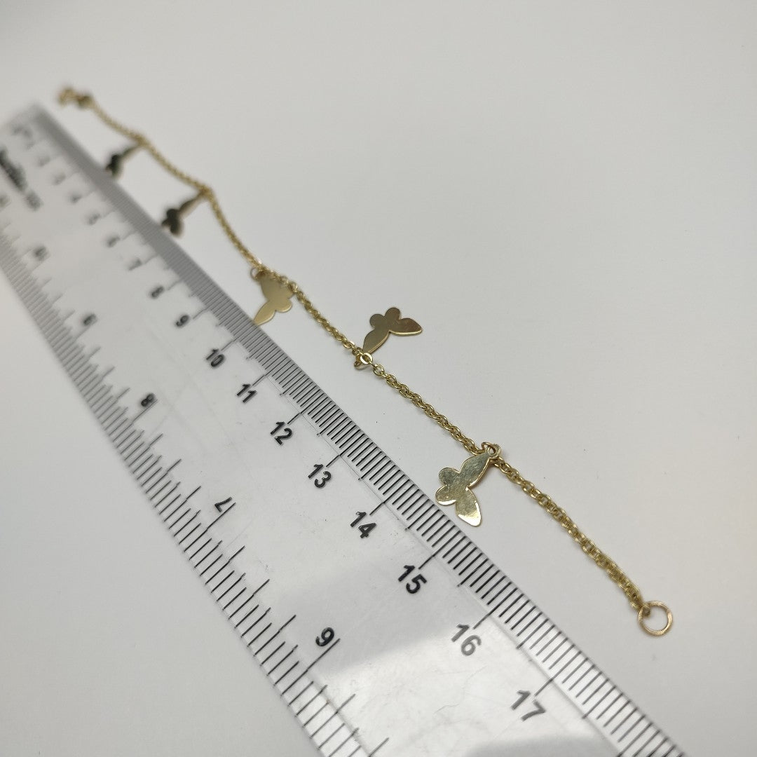 PULSERA ESPECIAL CON MARIPOSAS 14K 18 CM 2 GR (NUEVO)