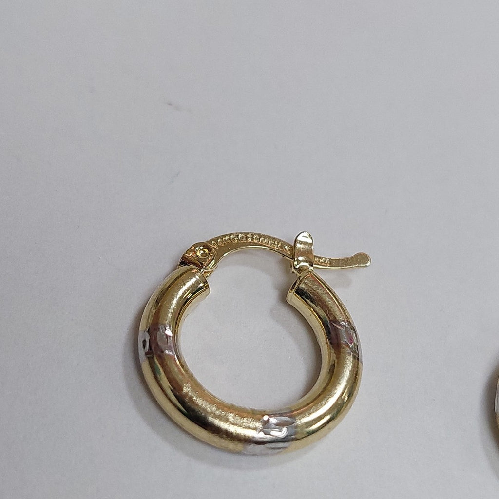 ARETES ARRACADAS MARTILLADA COMB 14K 1.4 GR ET 10 (NUEVO)