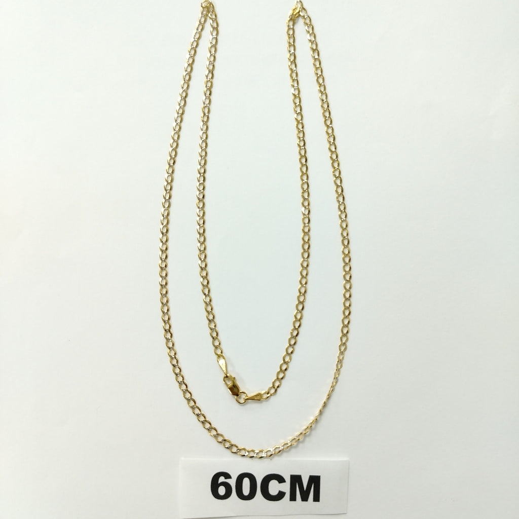 CADENA TEJIDO BARBADA DIAMANTADA 14K 60CM 5.1GR CPAR060 (NUEVO)
