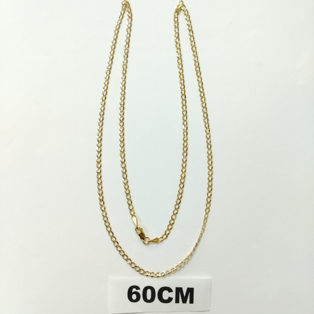 CADENA TEJIDO BARBADA DIAMANTADA 14K 60CM 5.1GR CPAR060 (NUEVO)