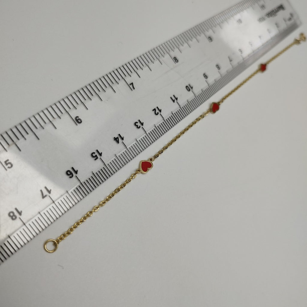 PULSERA ESPECIAL CON CORAZONES 14K 18 CM 1.4 GR (NUEVO)