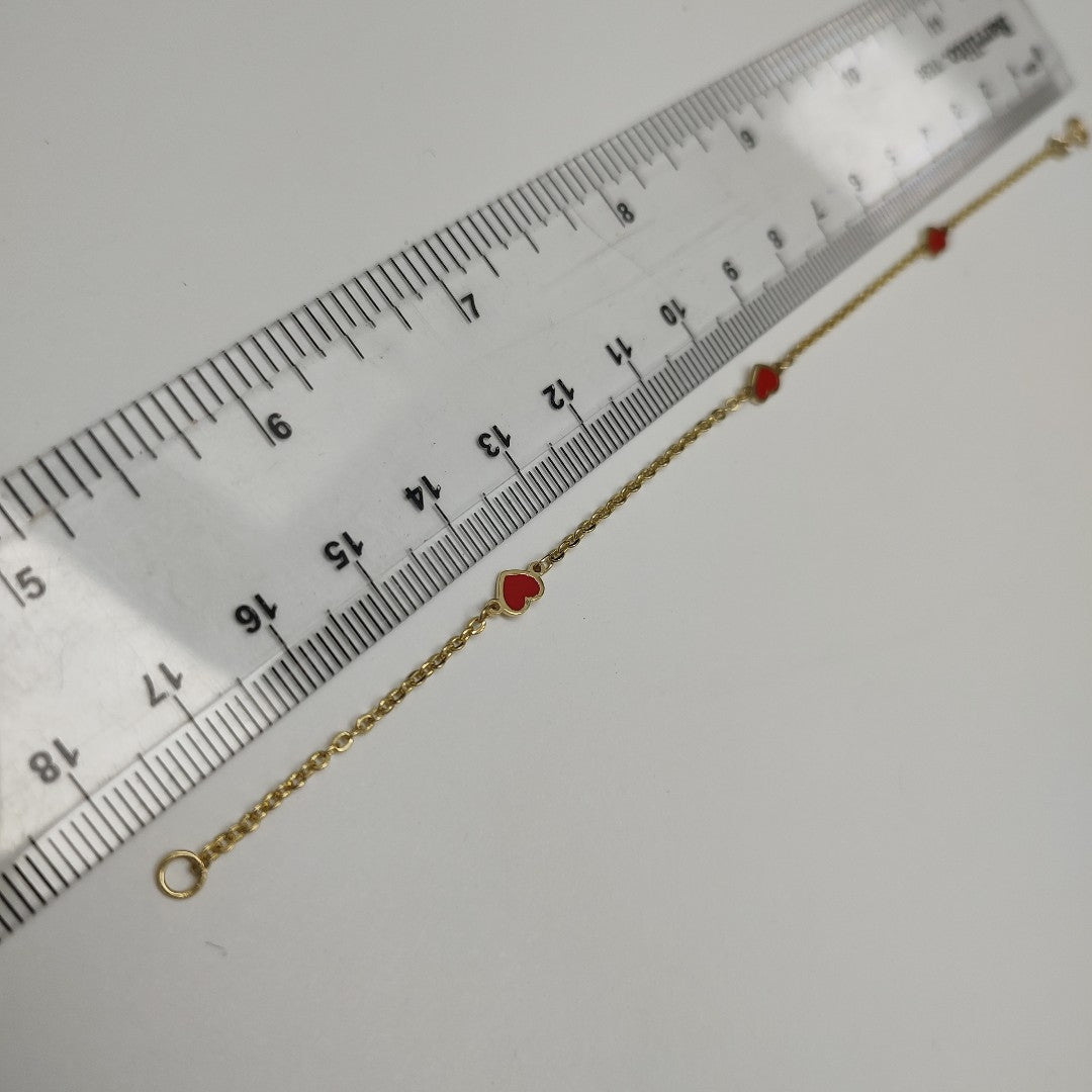 PULSERA ESPECIAL CON CORAZONES 14K 18 CM 1.4 GR (NUEVO)