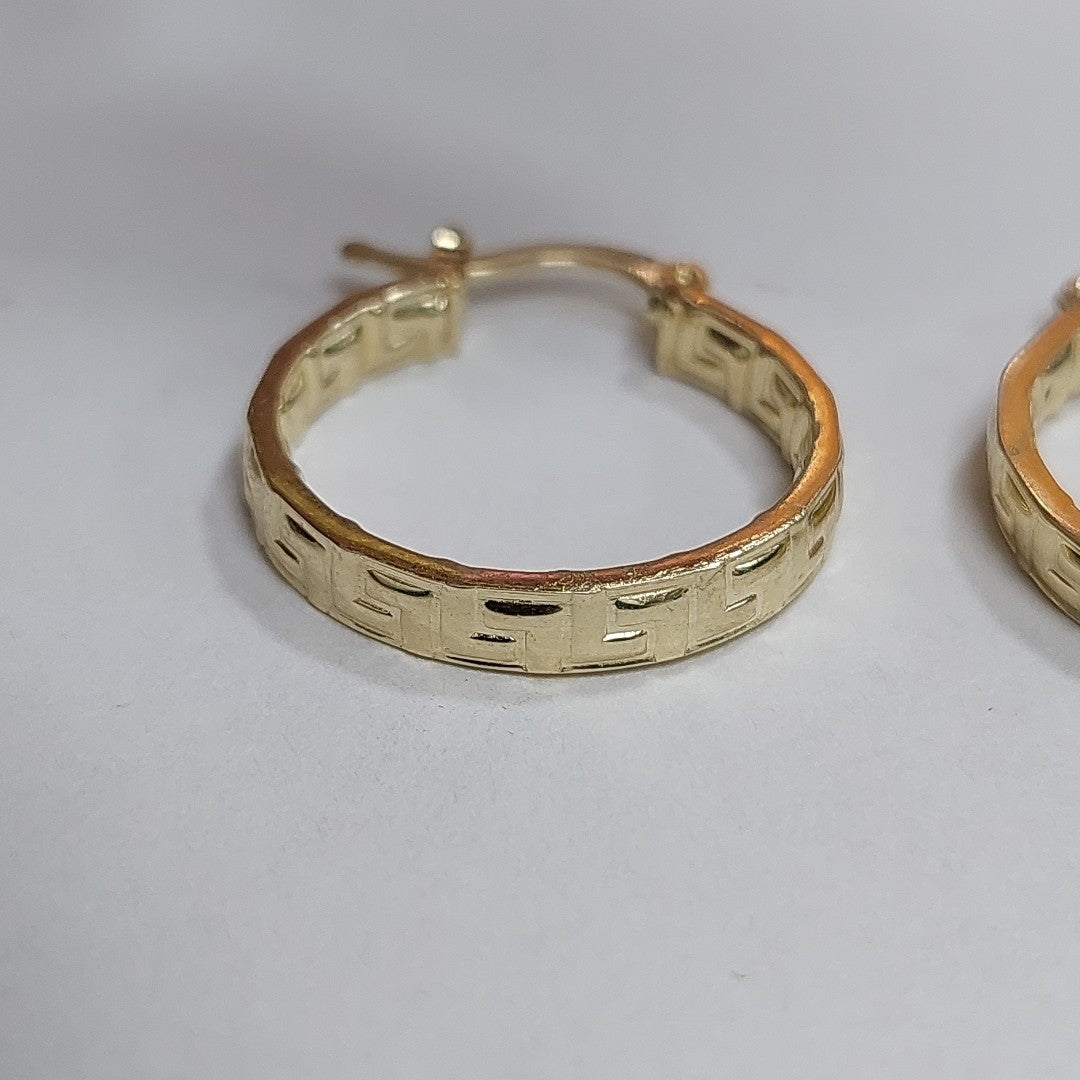 ARETES ARRACADAS CON GRECAS 14K 2.2 GR ETRE 4 (NUEVO)
