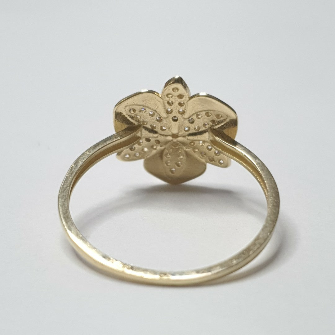 ANILLITO FIGURA FLOR CON CIRCONIA 14K 8 TALLA 1.7 GR ADR 115 (NUEVO)