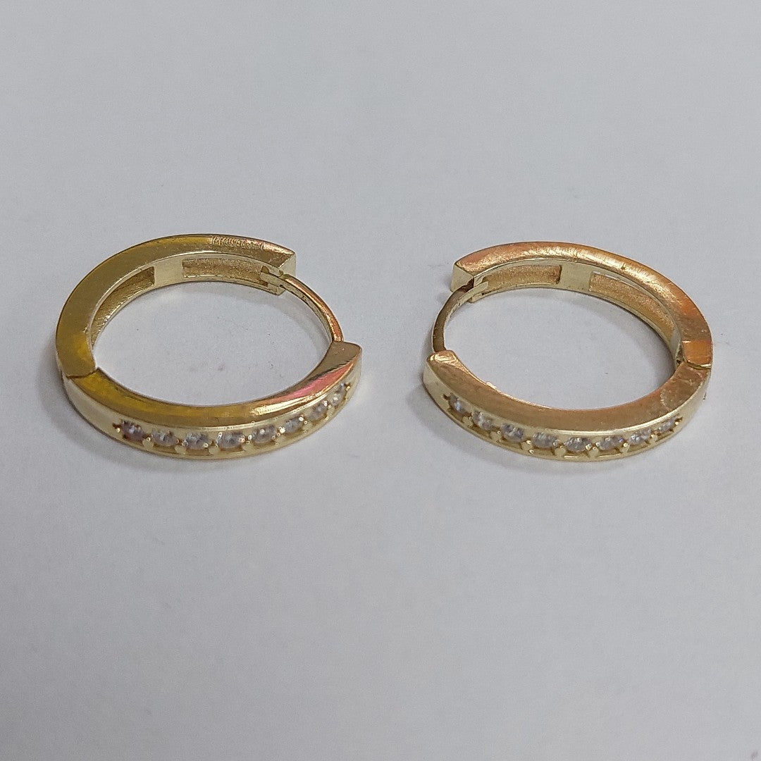 ARETES HUGGIES CON CIRCONIAS 14K 2.8 GR H 05 (NUEVO)